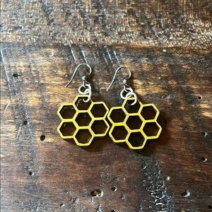 Wooden Honeycomb earrings